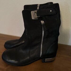 Vince Camuto Black Moto Boots with Silver Accents